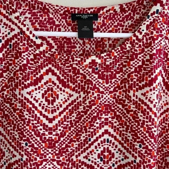 Ann Taylor Petite Red Diamond Print Speckled Tank Top, Size PMedium - Picture 5 of 16